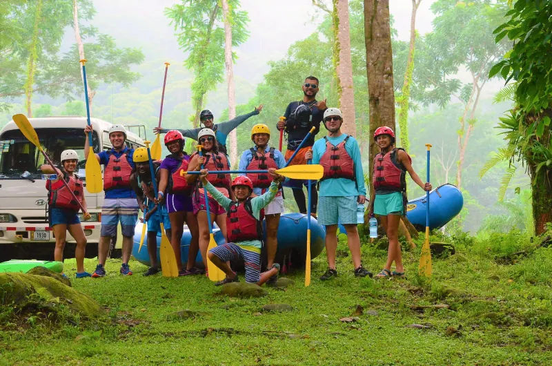 people rafting together in a group costa rica