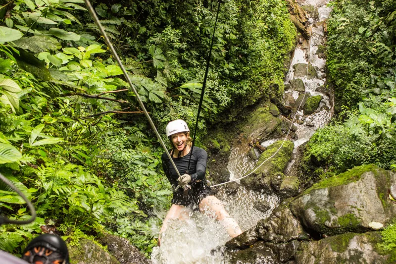 rafting and rappelling