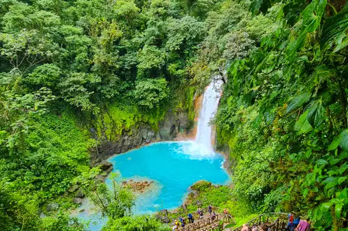 Incredible Rio Celeste Waterfall in Tenorio National Park in Costa Rica